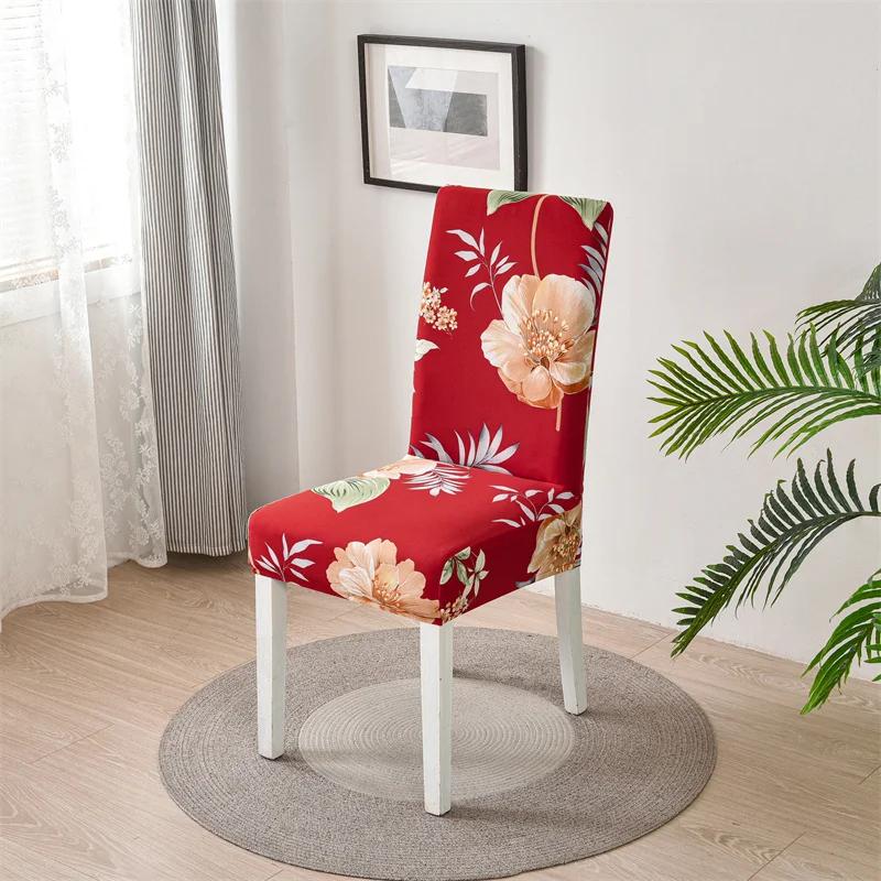 Stuhlhussen für Esszimmerstühle, elastisch, Blumenmuster, Stretch-Stühle, Schonbezüge, Sitzbezüge, Schutz, abnehmbar, für Hochzeit, Hotel, Küche