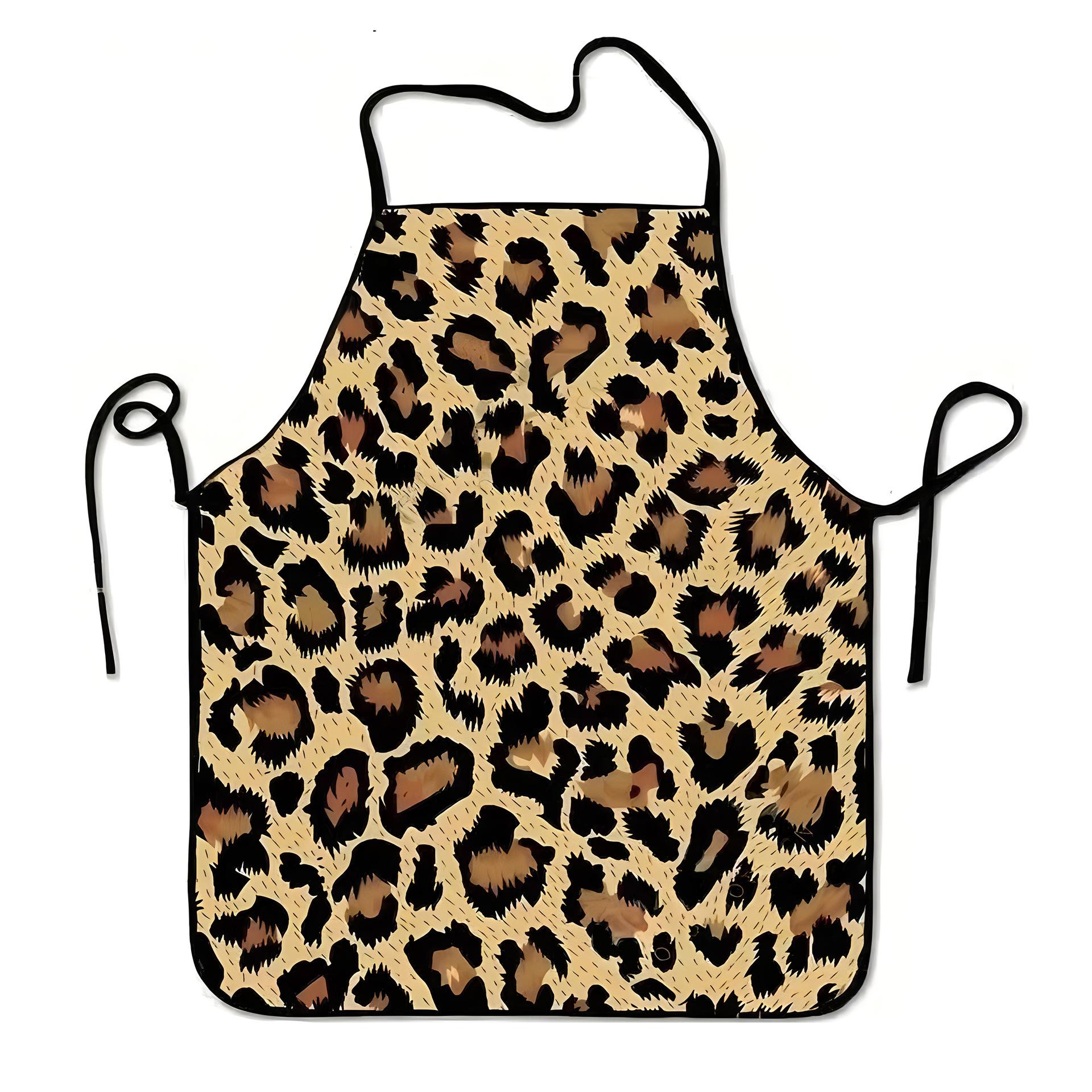 

Funny Leopard Print Apron 80x60cm Adjustable Neck Strap and Waist Ties Kitchen Cooking BBQ Apron for Men and Women One Size