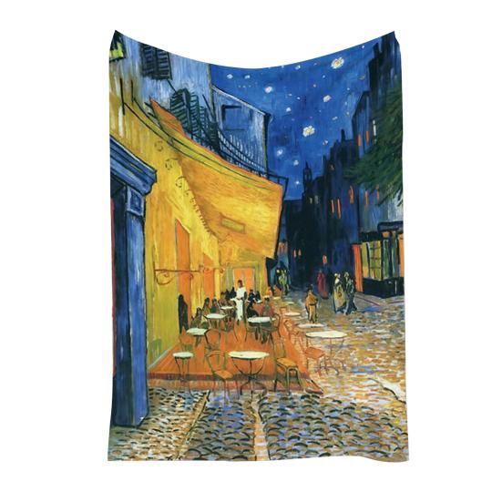 Oil Painting Nap Blanket, Soft Warmth Double-Sided Flannel, Digital Print Shrink-Resistant Machine Washable Office Travel Throw Blanket