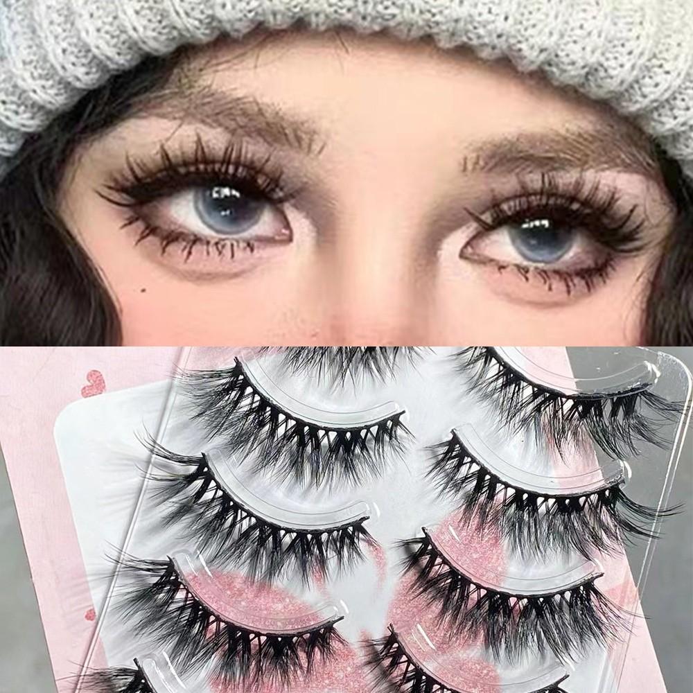 3D Silk Fiber Eyelash Extension Thick Cross Voluminous Lashes Woman's Fashion False Eyelashes