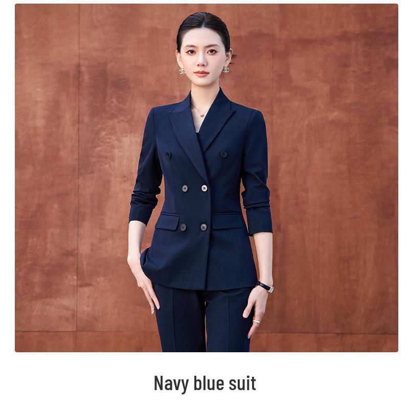 Women's High-End Double-Breasted Suit Set: New Spring/Autumn Style, Perfect for Professional and Formal Look