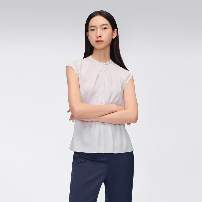 OVVOVV Women s Silk Twist-Knot Sleeveless Blouse L-XL