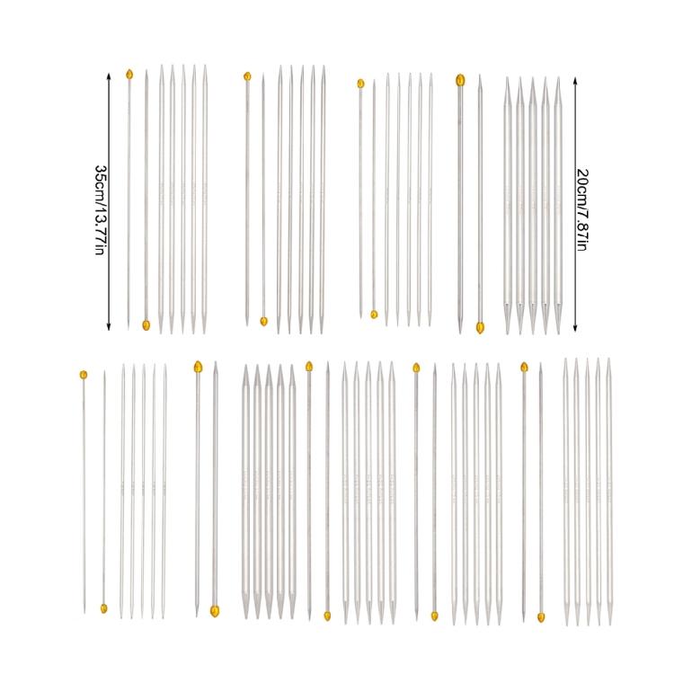 7Pcs Double Pointed and Single Pointed Knitting Needle Set Long Stainless Steel Straight Knitting Needle for Knitting