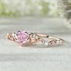 Rose Gold Crown Couple Rings with Pink Heart Zircon – European and American Style