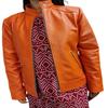 Womens Lambskin,Orange LEATHER JACKET,Slim Fit ,Biker Leather Jacket,Handmade,Celebrity Sheep Leather,Jacket Gift For Her, Orange,Cafe Racer Jacket