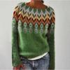 Women's Loose Pullover Knit Sweater Long Sleeve Round Neck Color Blocking Sweater
