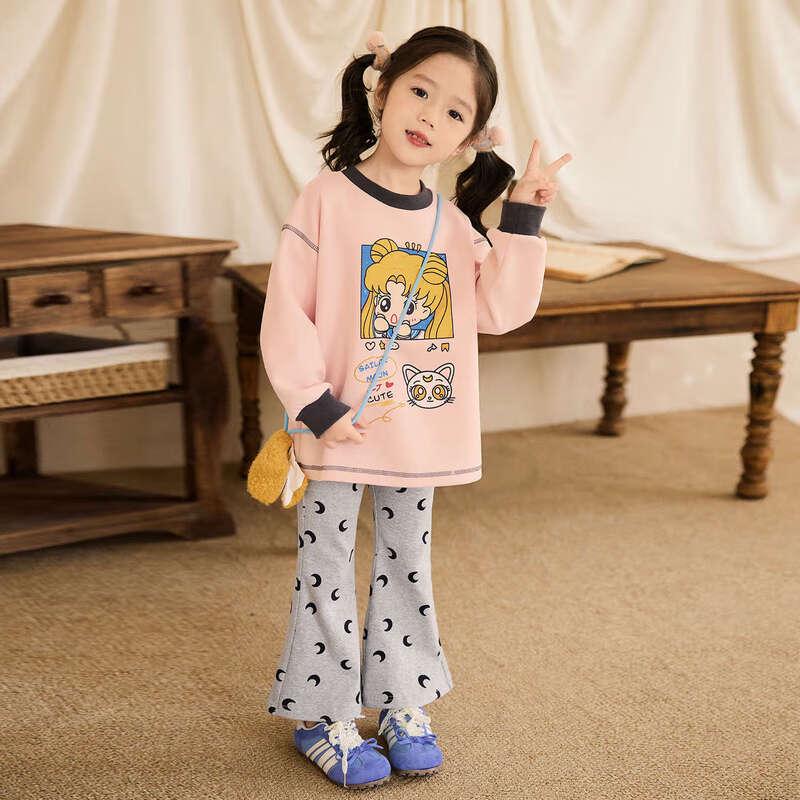 LUSON Okids Baby Girls Polka Dot Flared Pants 110