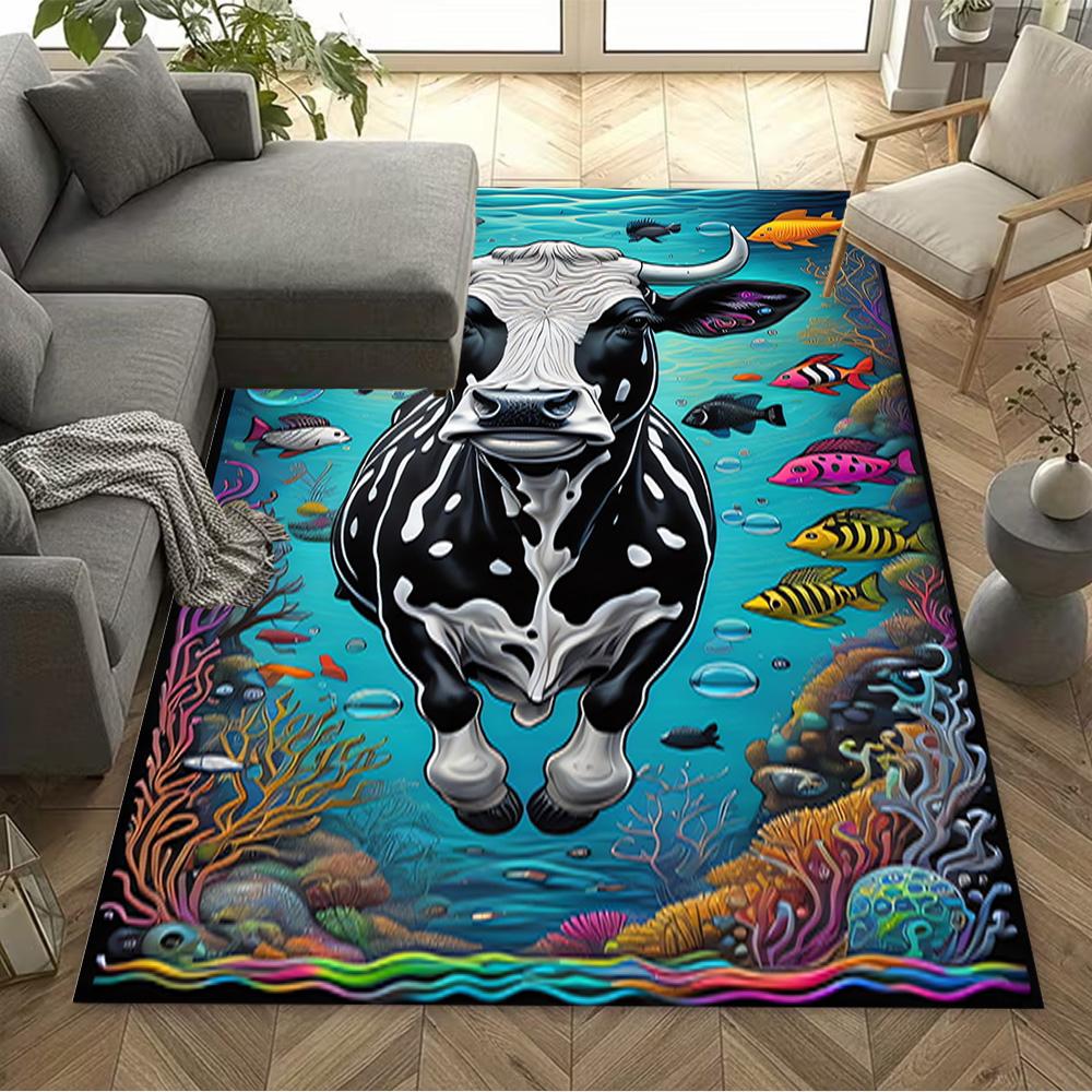 1pc home carpet highland cow design for office decor bedroom gift
