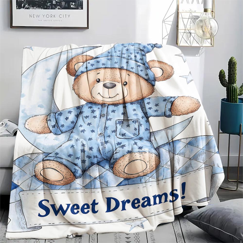 Princess and Little Bear Print Flannel Blanket,High Quality Comfortable for All Seasons,Home Decor,Warmth and Comfort,Perfect for Christmas Gifts