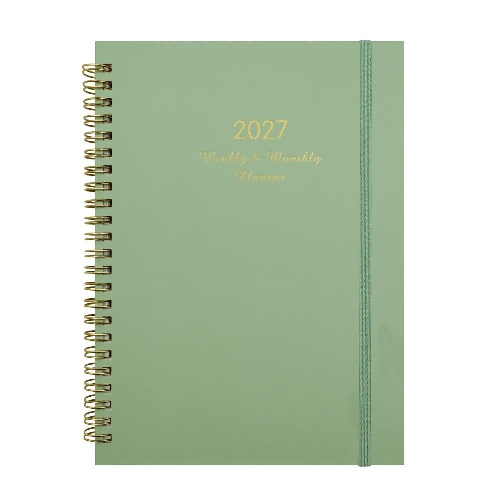 Paper Made 1117 Weekly Planner Solid Color Twin Wire Binding Floral Spiral Notebook Flexible Cover Tab Divided A1 Agenda Book