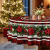 Christmas Rectangular Waterproof Red Christmas Table Cloth, Light Luxury Coffee Table Round Tablecloth, Waterproof Coffee Table Cloth