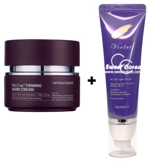 DIFFERDEEPER PLLT-RA™ Firming Band Cream 50g + DEOPROCE Violet CC Cream 50g (#13 / #21 / #23) Band Cream+CC Cream #13 Light Beige