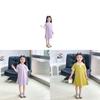 Girl Polo Dress Summer Girls Casual Pure Color Polyester Breathable