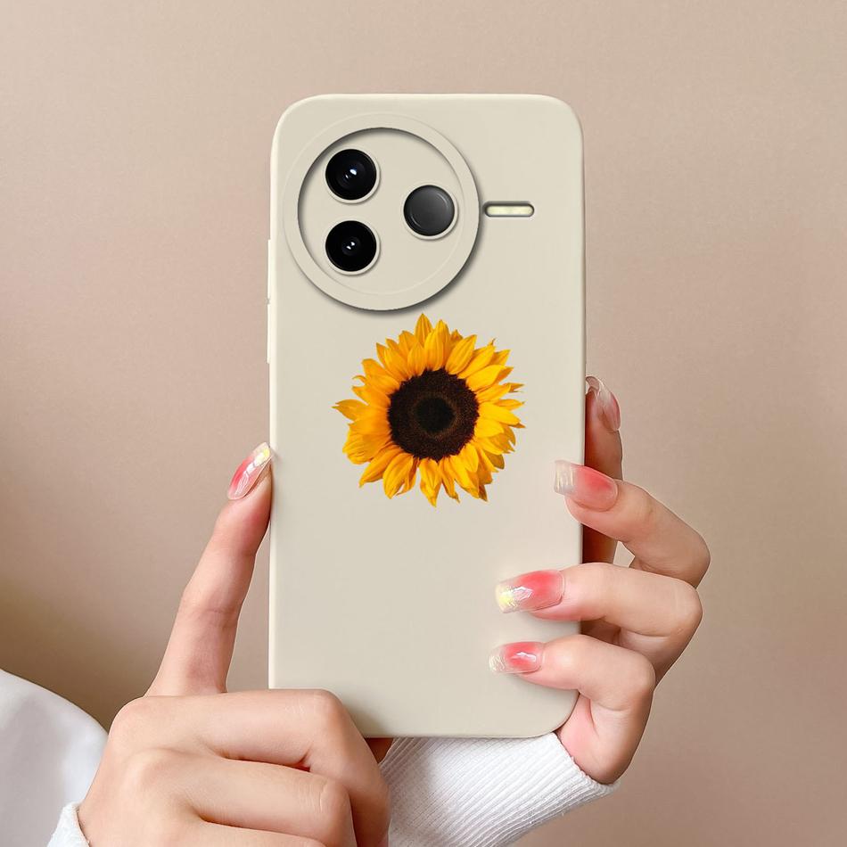 Case For POCO F7 Pro Ultra Pretty Flowers Soft Smooth Liquid Silicone Upgrade Lens Protection Shockproof Back Cover For Girls