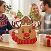 Christmas Party Supplies Wooden Cart Tabletop Decorations, Xmas Figurine Ornament with Snowman Winter Theme Decorations Elk Penguin, Festive