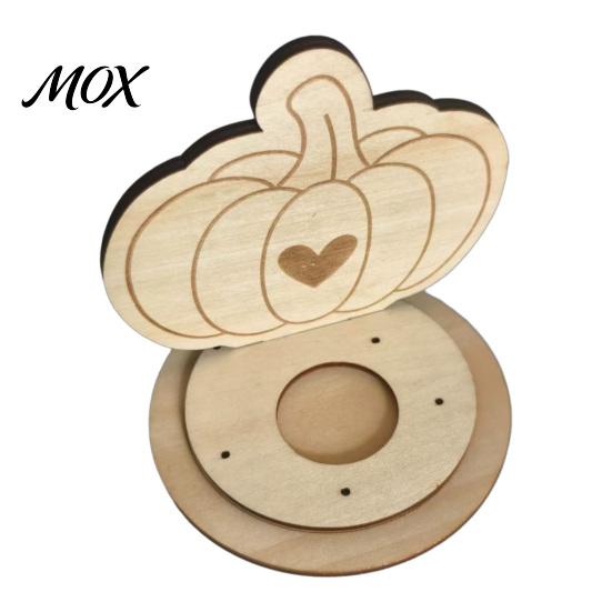 Rustic Fall Home Accent Autumn Wooden Candle Holder, Halloween Tea Light Delicate Log Slot Pumpkin/Mushroom/Maple Leaf/Hedgehog Holder for Table A