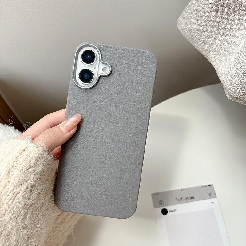 Simple Solid Color Soft Case for IPhone 17 Promax Phone Case for Apple 16 Pro New 14 Leather Pattern