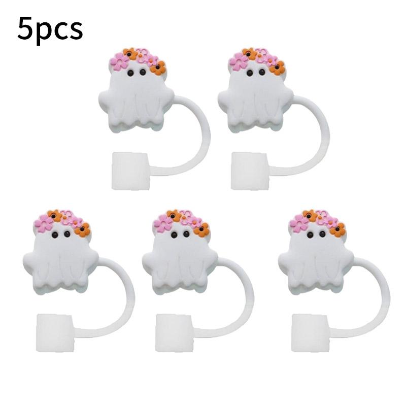For Stanley Cup Accessories 2x Halloween Cute Ghost Dustproof Straw Toppers Parties For 10mm Drinking Straw Tips Lids Reusable