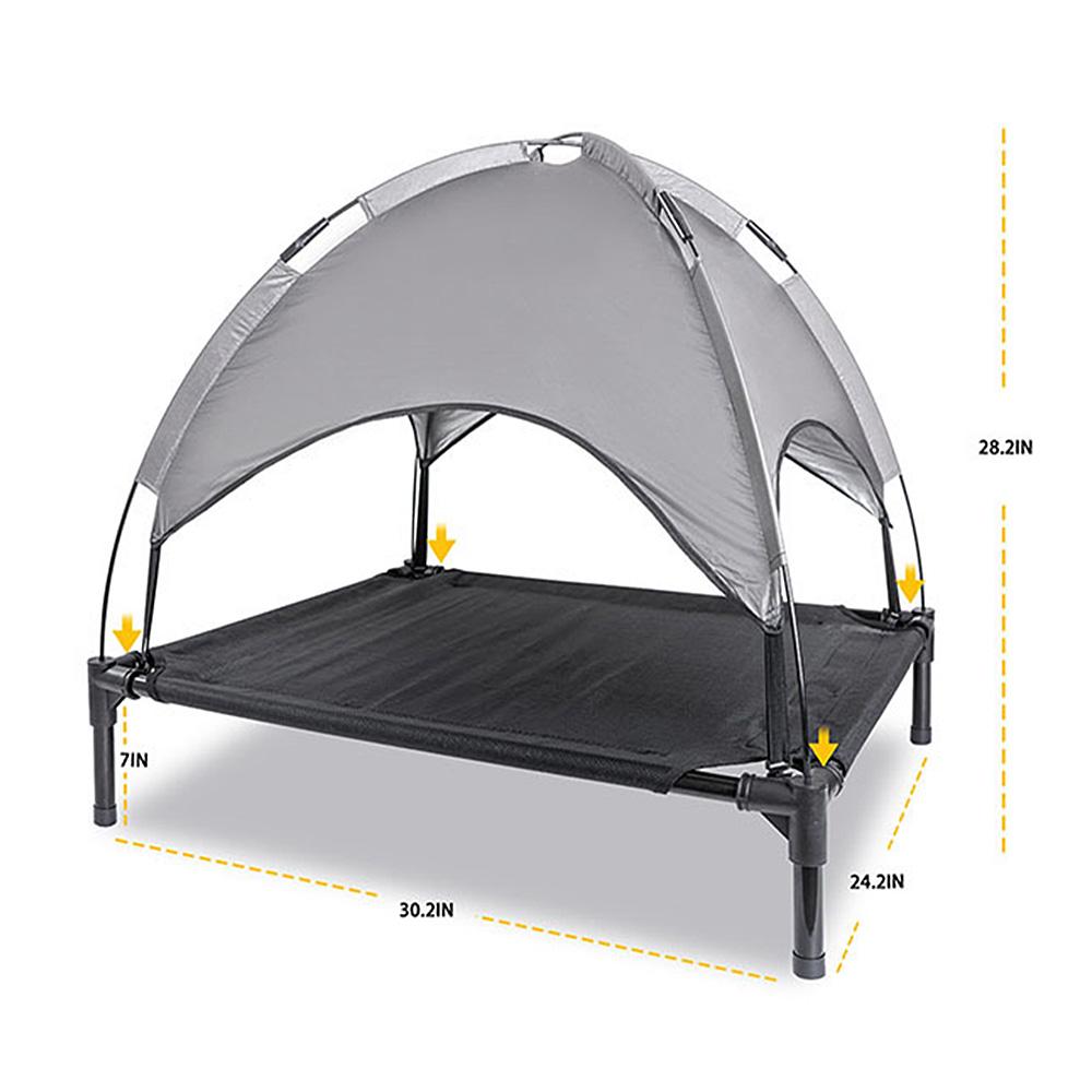 Aoresac Foldable Elevated Dog Bed with Sun Protection Canopy Indoor Outdoor Raised Pet Beds for Small Medium Large