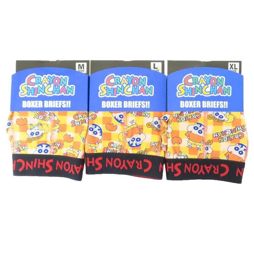 Small Planet Crayon Shin-chan Men's Boxer Briefs, Check Pattern, Size M