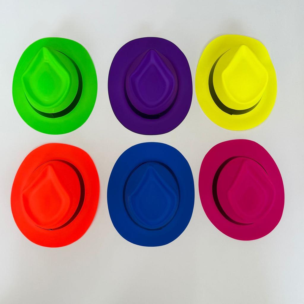 Fashionable fluorescent black belt plastic top hat, retro jazz top hat, British style party decoration hat, adult style hat, cir