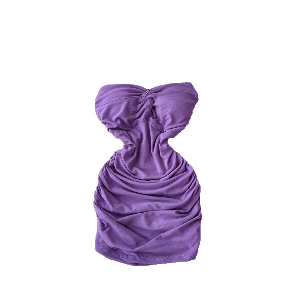 Women's Sexy Twisty Strapless Dress Spicy Girl's Ingenious Pleated Slimming and Body-hugging Dress