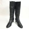 REGAL Leather Long Boots Size 22.5 Women’s Black Side Zip 5cm Heel Boots(USED)