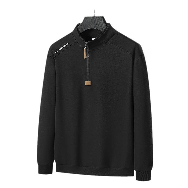Tröja med halv dragkedja Herr Pullover Ståkrage Vår och Höst Casual Lös och Mångsidig Medelålders och Ung Sporttopp Pappa Kläder