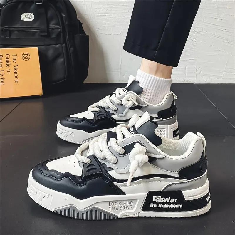High Quality Brand Men Leather Casual Shoes Designer New Trend Versatile Sneakers Fashion Comfortable Soft-sole Walking Footwear