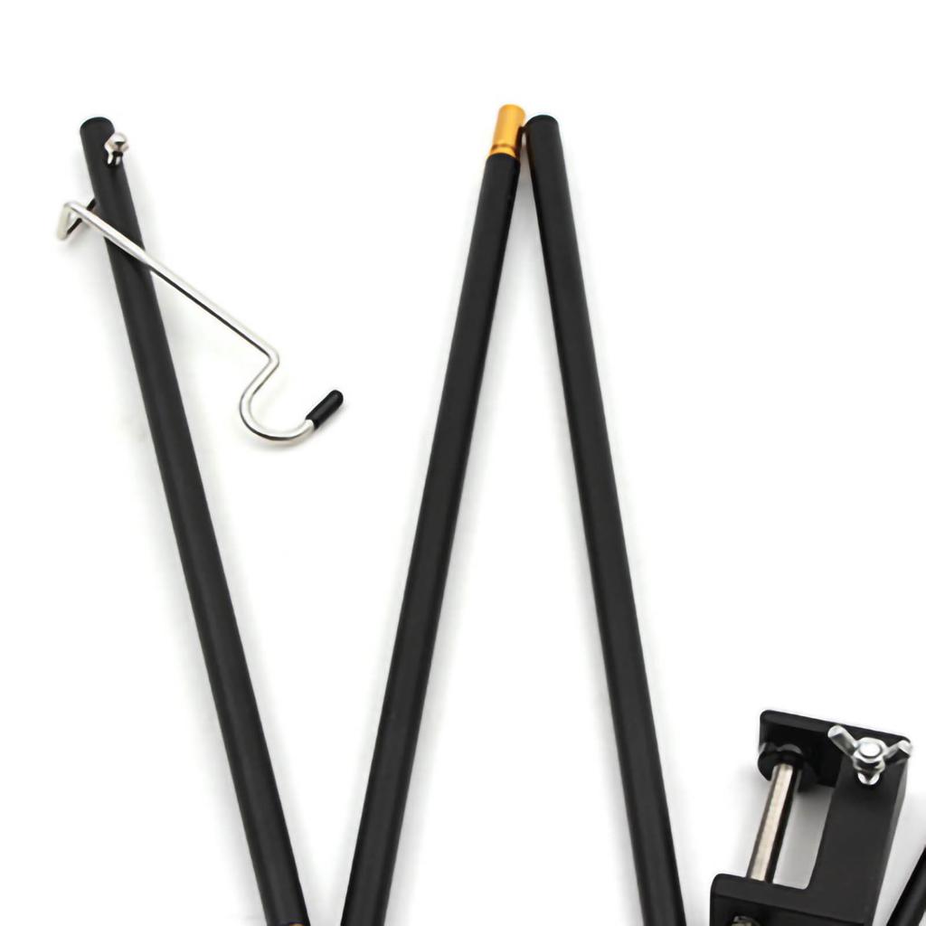 Zewnętrzny Składany Maszt Oświetleniowy Stop Aluminium Kempingowy Stojak na Lampę Oświetleniową z Mocowaniem Biurkowym Czarny