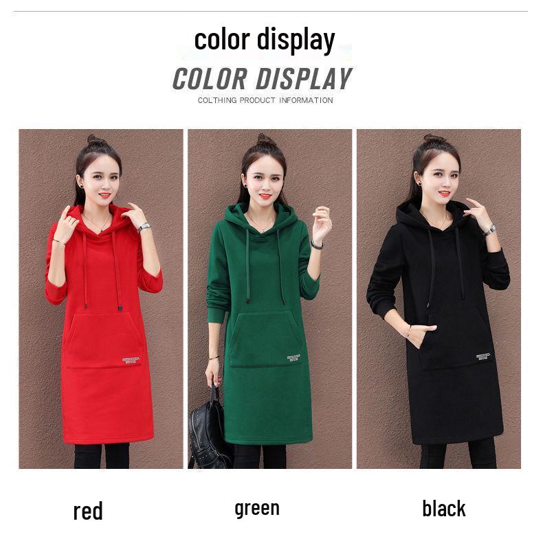 Women's Trendy Fleece-lined Korean Style Hoodie, Long-sleeved and Loose Fit for Autumn and Winter 2022.