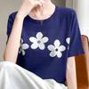 Navava Women Flower Point Short Sleeve Knit Tee Nk3037