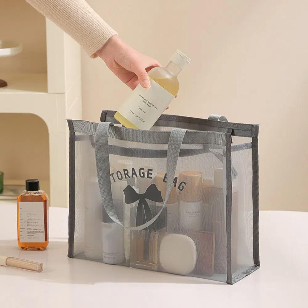 Swim Makeup Wash Bag Mesh Toiletry Storage Bag New Hollow Tote Bag  Handbag