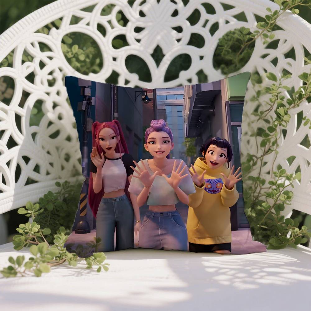 K-Pop D-Demon H-Hunters Pillow Case Anti-dustmite Pillowcase Invisible Zipper Silky Short Plush Sofa Cushion Cover