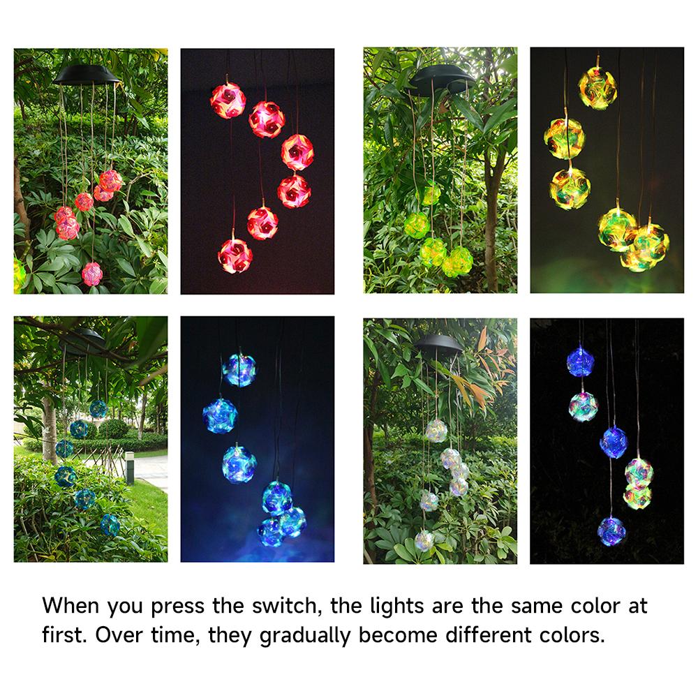 Solar Wind Chime Light Landscape Courtyard Light Rose Chandelier Solar Light LED Waterproof Color Gradient Garden Decoration