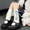 Y2K Women's Leg Warmers Japanese Lolita Long Socks Wool Knitted Foot Cover Arm Warmer Autumn Winter Crochet Heap Sock Boot Cuffs