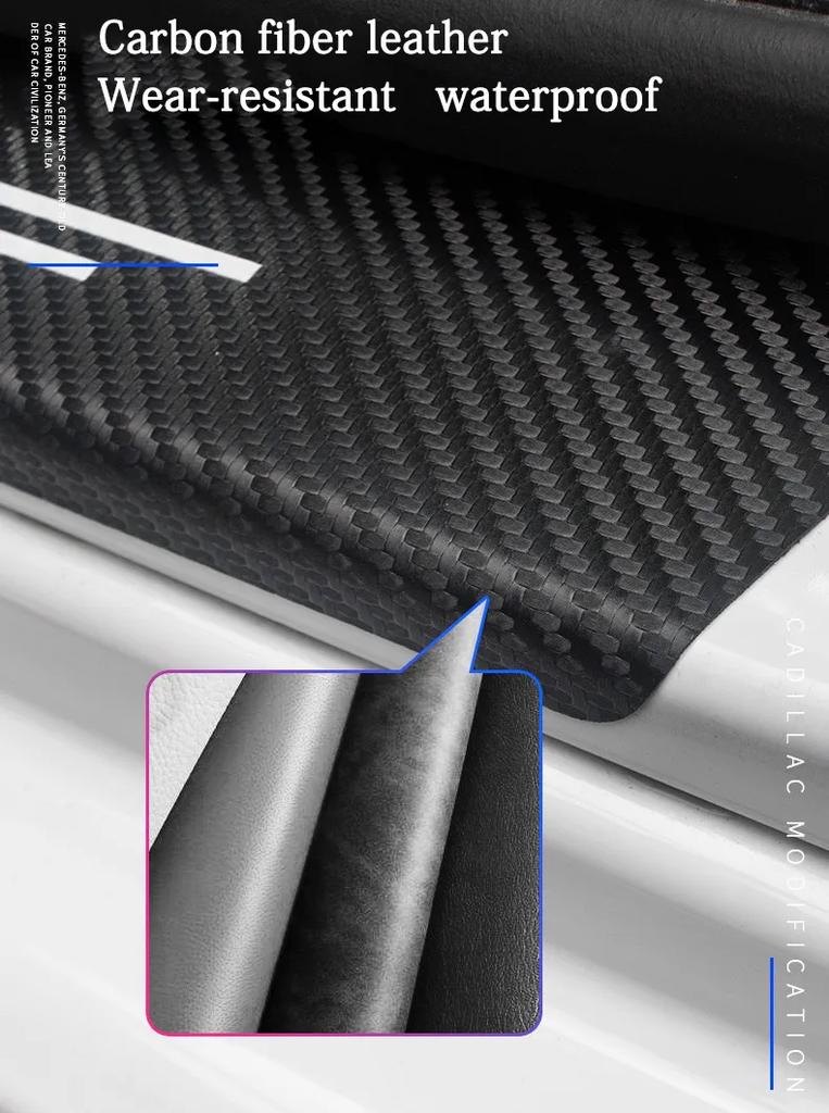 4Pcs Carbon Fiber Car Door Sill Protective Strip Stickers for Dodge RAM 1500 2500 3500 2014 2015 2016 2017 2018 2019 2020 2021