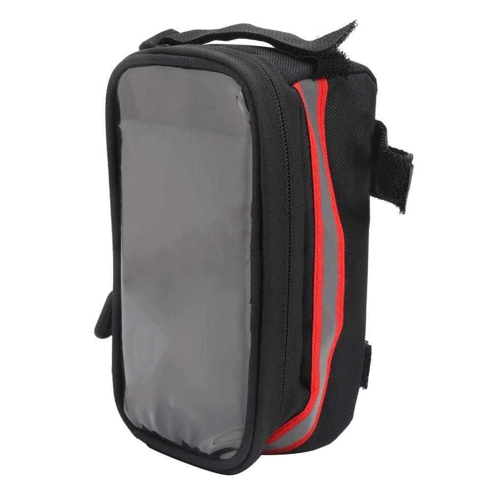 Hook and Loop Straps Bicycle Phone Bag 600D Nylon , TPU Bike Top Tube Bag  Cycling Gear Carrying