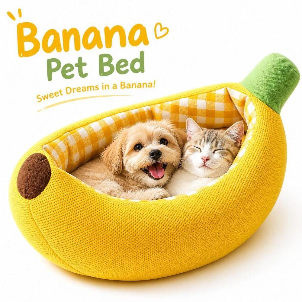 Bananenform Hundehütte Plüsch Weiches Hundebett Neues Haustierbett Haustierbedarf