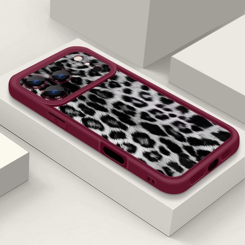 

Snow Leopard Print Soft TPU Phone Case For iPhone Air 16e 17 16 15 14 Pro Max 13 12 Pro 15 16 14 Plus Shockproof Silicone Cover iPhone 12 Pro Max вино красного