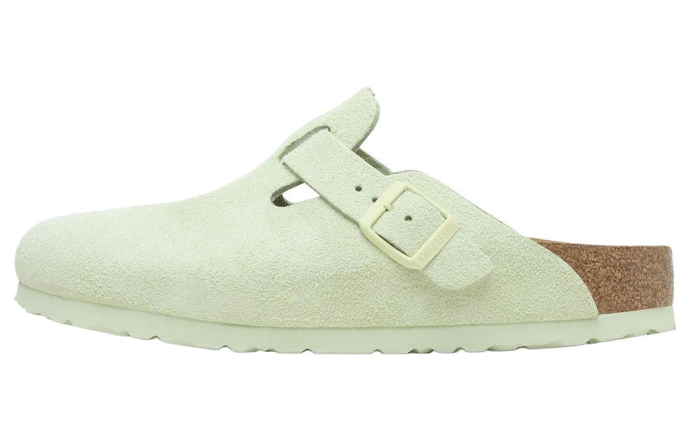 Birkenstock Boston Soft Footbed faded lime buckle mules 1027678 37