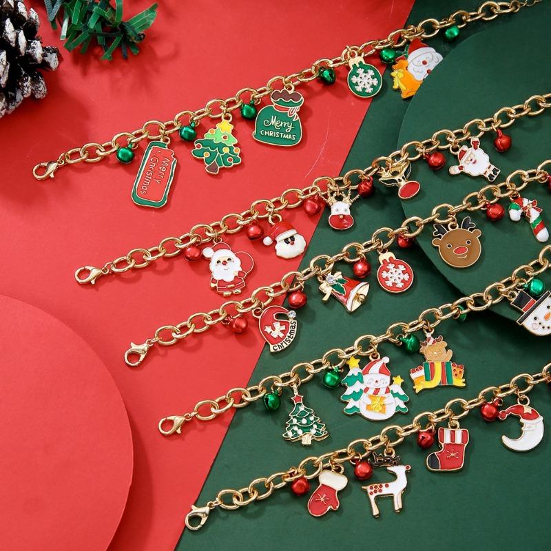 Christmas Bracelet Bell Pearl Jewelry Snowflake Elk Pendant Bracelet Christmas Bracelet Festive Ornaments