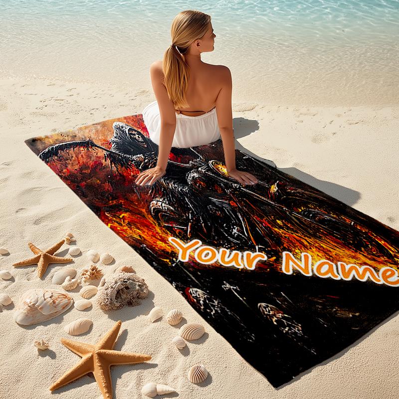 1PC Custom Name "Rider Apocalypse" Beach Towel Highly Absorbent And Sand-Resistant Towel for Swimming, Pool, Yoga, And Travel Lightweight