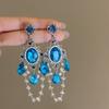 Heavy Industry Court Sapphire Earrings Women's Party Light Luxury Earrings Baroque Exaggerated Earrings Retro Temperament Earrings