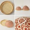 Hand-woven Rattan Fruit Plate with Round Lid Insect Proof Bread Basket Umbrella Cover for Kitchen Dining Table Fruit