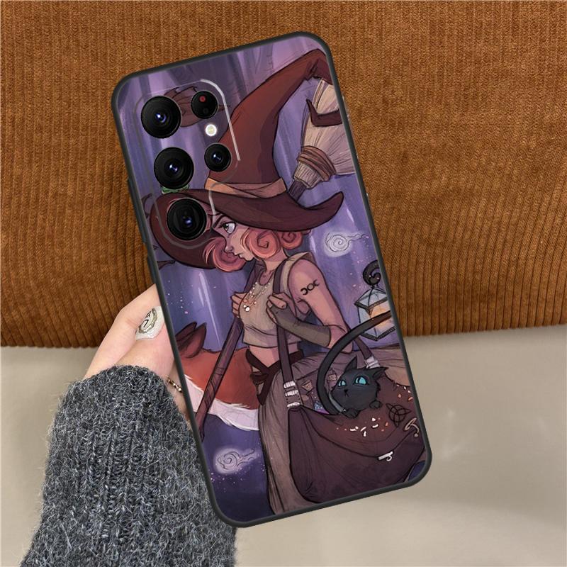 Halloween Witch Girl Art Phone Case For Samsung Galaxy S25 Ultra S9 S10 S20 S21 S22 Plus S24 FE S23 Ultra Back Cover