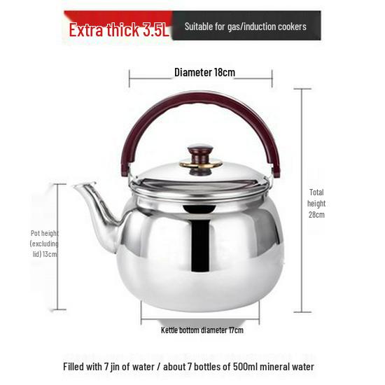 7L Pfeifender nichtmagnetischer Edelstahlkessel zum Kochen von Wasser und Suppe