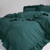 Bedding set 220x200 100% CREASTED COTTON with ruffles, dark green