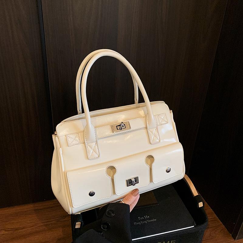 

Нишевая дизайнерская женская сумка-мессенджер в новом ретро-стиле, модная и крутая текстура, сумка под мышкой белый