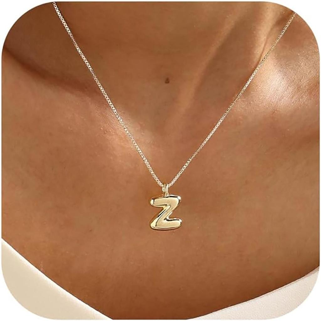 Elegant And Minimalist 26 Letter English Necklace With Bubble Gloss Letter Pendant, Women's Gift Collarbone Chain